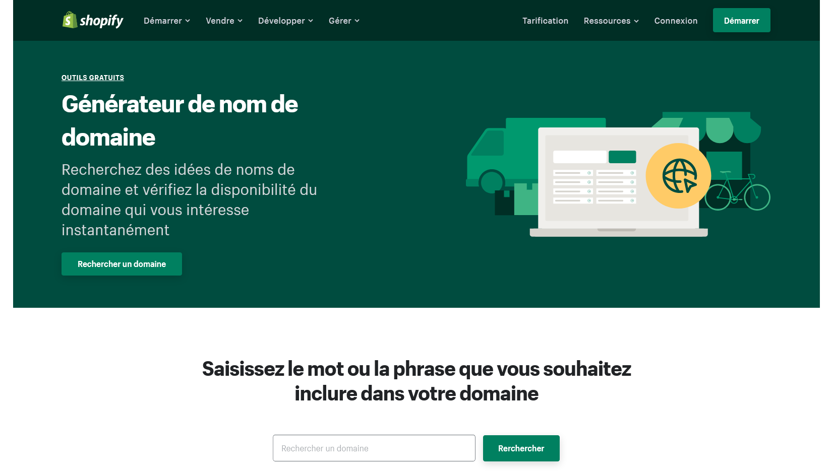Générateur de noms de domaine de Shopify
