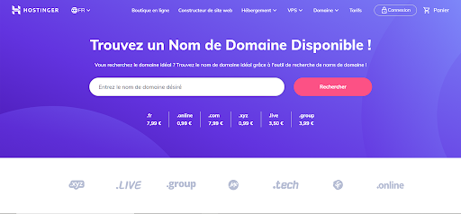 Générateur de noms de domaine de Hostinger