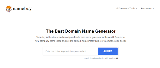 Générateur de noms de domaine Name Boy
