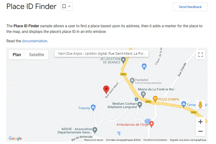 Outil Google de recherche de l'identifiant de lieu (Place ID)